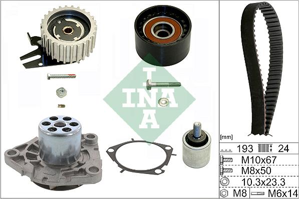 INA 530 0619 30 - Ūdenssūknis + Zobsiksnas komplekts autospares.lv