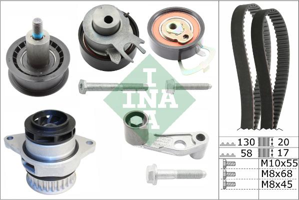 INA 530 0089 30 - Водяной насос + комплект зубчатого ремня ГРМ www.autospares.lv