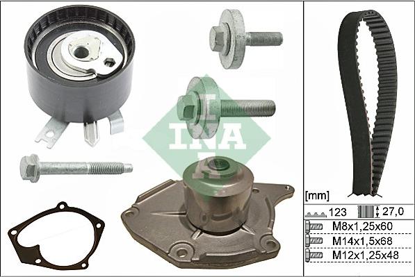 INA 530 0197 31 - Водяной насос + комплект зубчатого ремня ГРМ www.autospares.lv