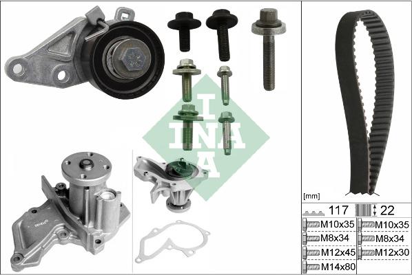 INA 530 0140 30 - Водяной насос + комплект зубчатого ремня ГРМ www.autospares.lv