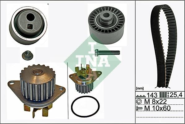 INA 530 0105 30 - Водяной насос + комплект зубчатого ремня ГРМ www.autospares.lv