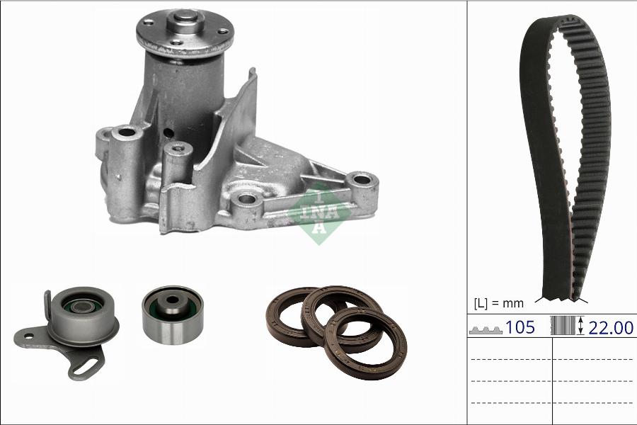 INA 530 0866 30 - Ūdenssūknis + Zobsiksnas komplekts www.autospares.lv