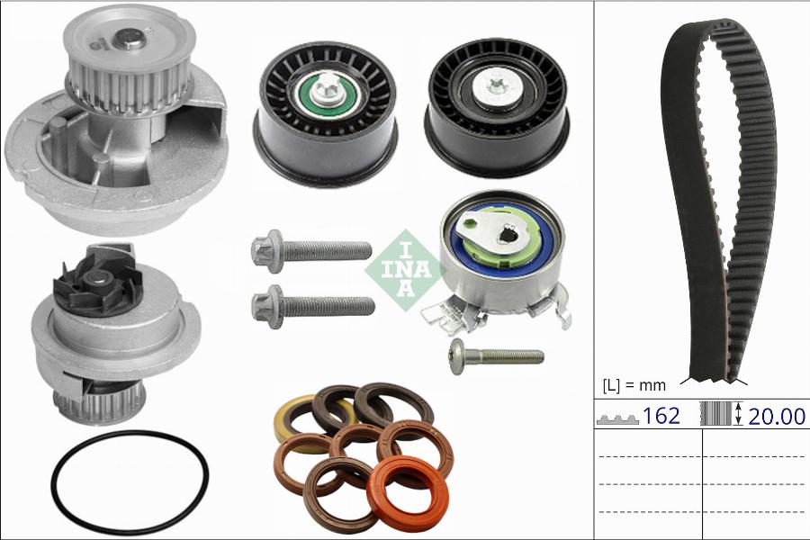 INA 530 0885 30 - Ūdenssūknis + Zobsiksnas komplekts www.autospares.lv