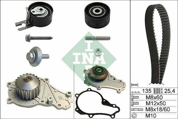 INA 530 0369 30 - Водяной насос + комплект зубчатого ремня ГРМ www.autospares.lv