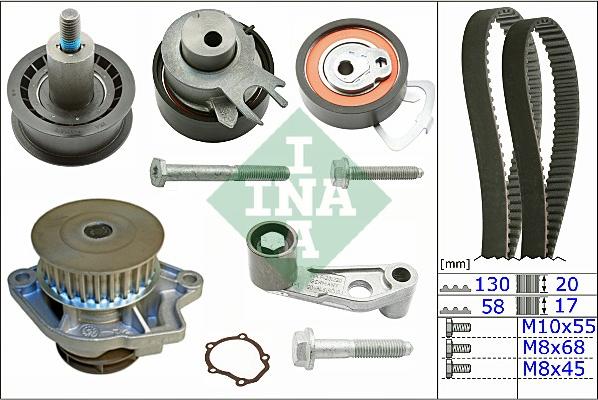 INA 530 0360 30 - Водяной насос + комплект зубчатого ремня ГРМ www.autospares.lv