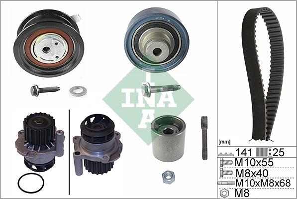 INA 530 0361 30 - Водяной насос + комплект зубчатого ремня ГРМ www.autospares.lv