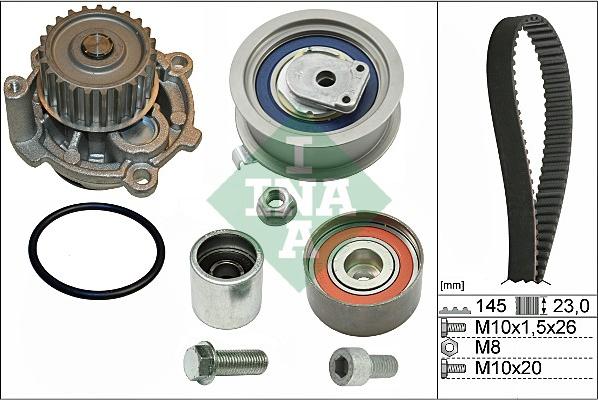 INA 530 0374 30 - Водяной насос + комплект зубчатого ремня ГРМ www.autospares.lv