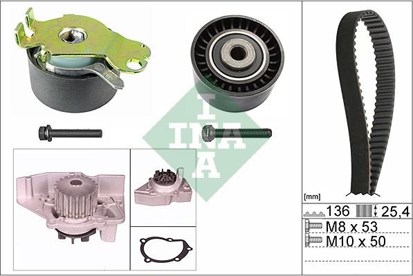 INA 530 0236 30 - Водяной насос + комплект зубчатого ремня ГРМ www.autospares.lv