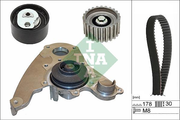 INA 530 0232 30 - Водяной насос + комплект зубчатого ремня ГРМ www.autospares.lv