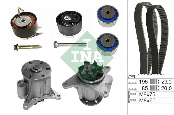 INA 530 0764 31 - Ūdenssūknis + Zobsiksnas komplekts autospares.lv