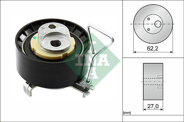 INA 531 0928 10 - Spriegotājrullītis, Gāzu sadales mehānisma piedziņas siksna www.autospares.lv