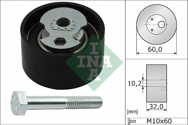 INA 531 0504 10 - Spriegotājrullītis, Gāzu sadales mehānisma piedziņas siksna www.autospares.lv