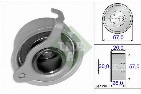 INA 531 0585 20 - Spriegotājrullītis, Gāzu sadales mehānisma piedziņas siksna www.autospares.lv