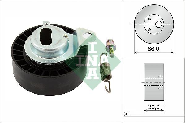 INA 531 0657 20 - Spriegotājrullītis, Gāzu sadales mehānisma piedziņas siksna www.autospares.lv