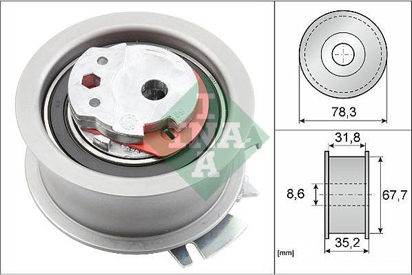 INA 531 0628 30 - Spriegotājrullītis, Gāzu sadales mehānisma piedziņas siksna autospares.lv