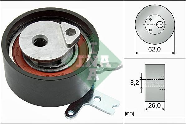 INA 531 0897 10 - Spriegotājrullītis, Gāzu sadales mehānisma piedziņas siksna www.autospares.lv