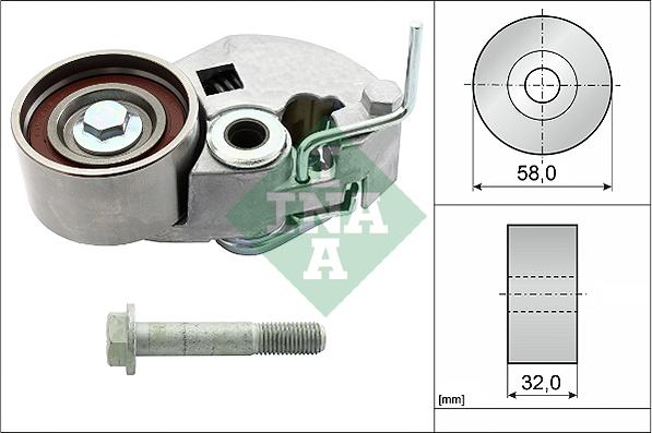 INA 531 0843 10 - Spriegotājrullītis, Gāzu sadales mehānisma piedziņas siksna www.autospares.lv