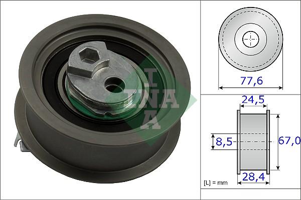 INA 531 0851 10 - Spriegotājrullītis, Gāzu sadales mehānisma piedziņas siksna autospares.lv