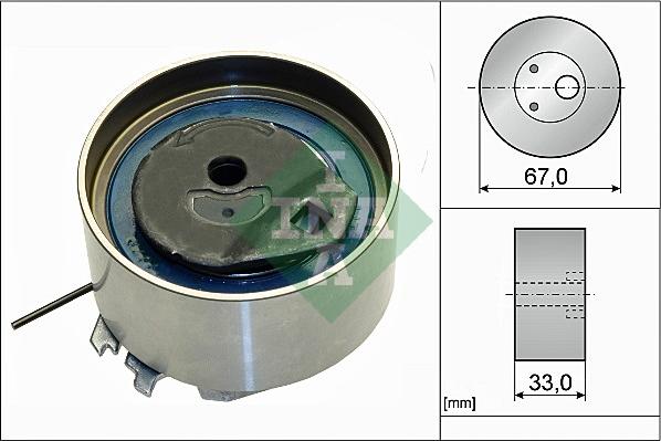 INA 531 0869 10 - Spriegotājrullītis, Gāzu sadales mehānisma piedziņas siksna www.autospares.lv