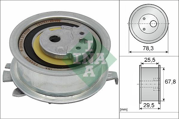 INA 531 0825 10 - Spriegotājrullītis, Gāzu sadales mehānisma piedziņas siksna autospares.lv