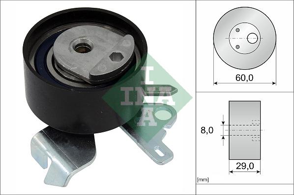 INA 531 0755 10 - Spriegotājrullītis, Gāzu sadales mehānisma piedziņas siksna www.autospares.lv