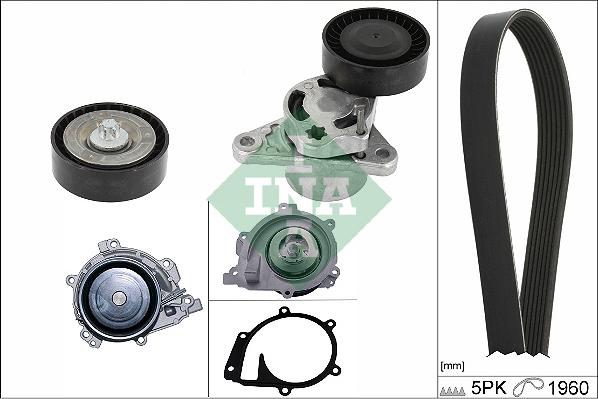 INA 529 0487 30 - Ūdenssūknis + ķīļrievu siksnas komplekts www.autospares.lv