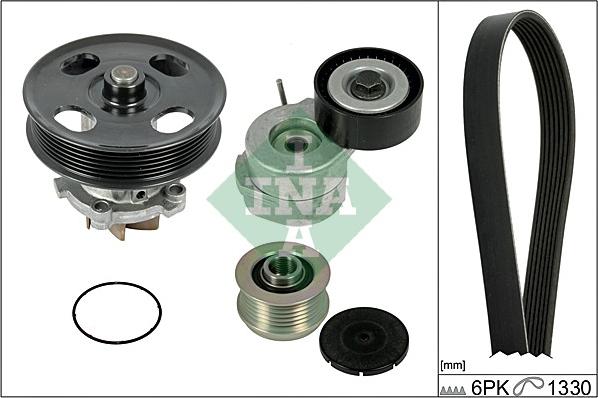 INA 529 0040 30 - Водяной насос + комплект ручейковых ремней www.autospares.lv