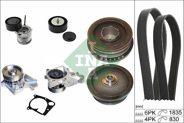 INA 529 0021 30 - Ūdenssūknis + ķīļrievu siksnas komplekts www.autospares.lv