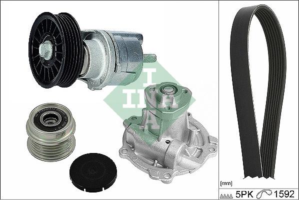 INA 529 0161 30 - Водяной насос + комплект ручейковых ремней www.autospares.lv