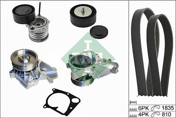 INA 529 0112 30 - Ūdenssūknis + ķīļrievu siksnas komplekts www.autospares.lv