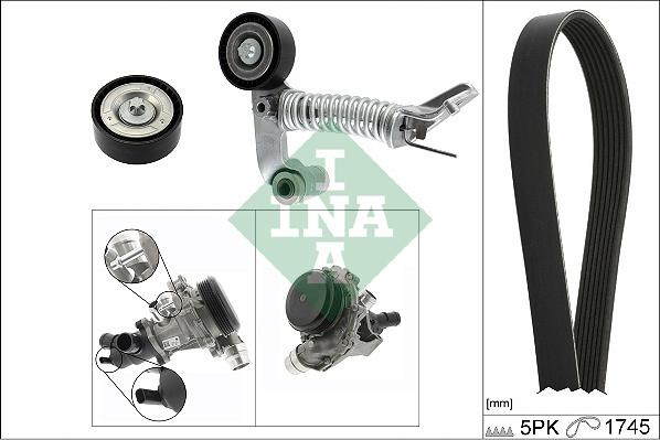 INA 529 0319 30 - Водяной насос + комплект ручейковых ремней www.autospares.lv