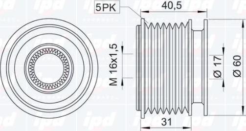 IPD 15-3184 - Piedziņas skriemelis, Ģenerators www.autospares.lv