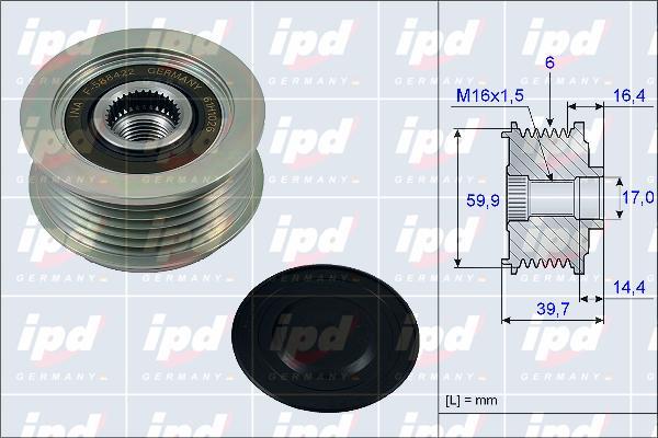 IPD 15-3893 - Pulley, alternator, freewheel clutch www.autospares.lv