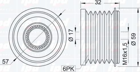 IPD 12-0749 - Piedziņas skriemelis, Ģenerators www.autospares.lv