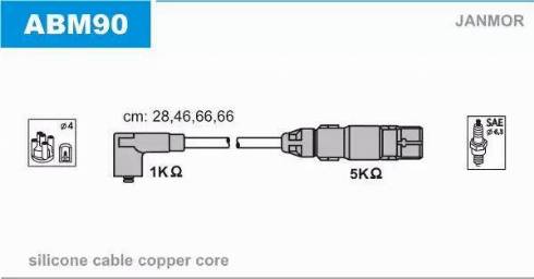 Janmor ABM90 - Augstsprieguma vadu komplekts www.autospares.lv