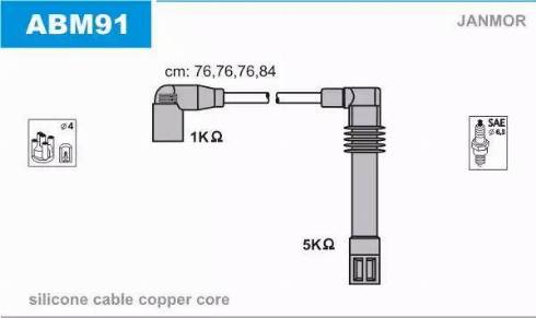 Janmor ABM91 - Augstsprieguma vadu komplekts www.autospares.lv