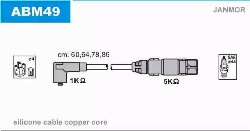 Janmor ABM49 - Augstsprieguma vadu komplekts www.autospares.lv