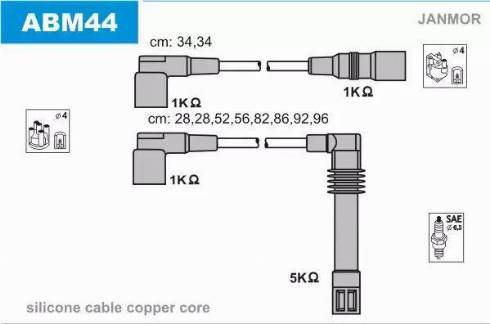 Janmor ABM44 - Augstsprieguma vadu komplekts www.autospares.lv