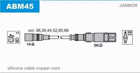 Janmor ABM45 - Augstsprieguma vadu komplekts www.autospares.lv