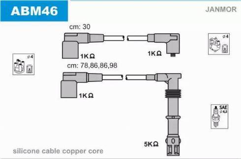 Janmor ABM46 - Augstsprieguma vadu komplekts www.autospares.lv