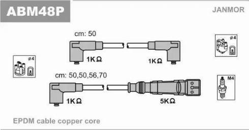 Janmor ABM48P - Augstsprieguma vadu komplekts www.autospares.lv