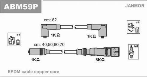 Janmor ABM59P - Augstsprieguma vadu komplekts www.autospares.lv