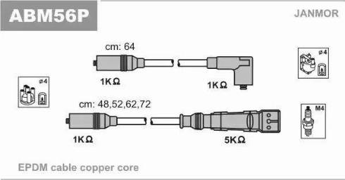 Janmor ABM56P - Augstsprieguma vadu komplekts www.autospares.lv