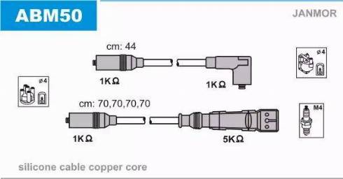 Janmor ABM50 - Augstsprieguma vadu komplekts www.autospares.lv