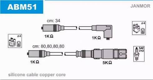 Janmor ABM51 - Augstsprieguma vadu komplekts www.autospares.lv