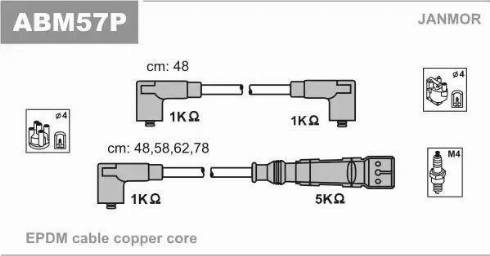 Janmor ABM57P - Augstsprieguma vadu komplekts www.autospares.lv