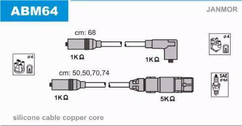 Janmor ABM64 - Augstsprieguma vadu komplekts www.autospares.lv