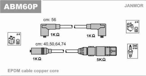 Janmor ABM60P - Augstsprieguma vadu komplekts www.autospares.lv