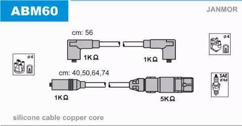 Janmor ABM60 - Augstsprieguma vadu komplekts www.autospares.lv