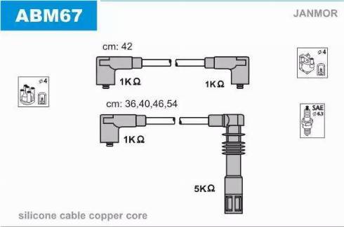 Janmor ABM67 - Augstsprieguma vadu komplekts www.autospares.lv